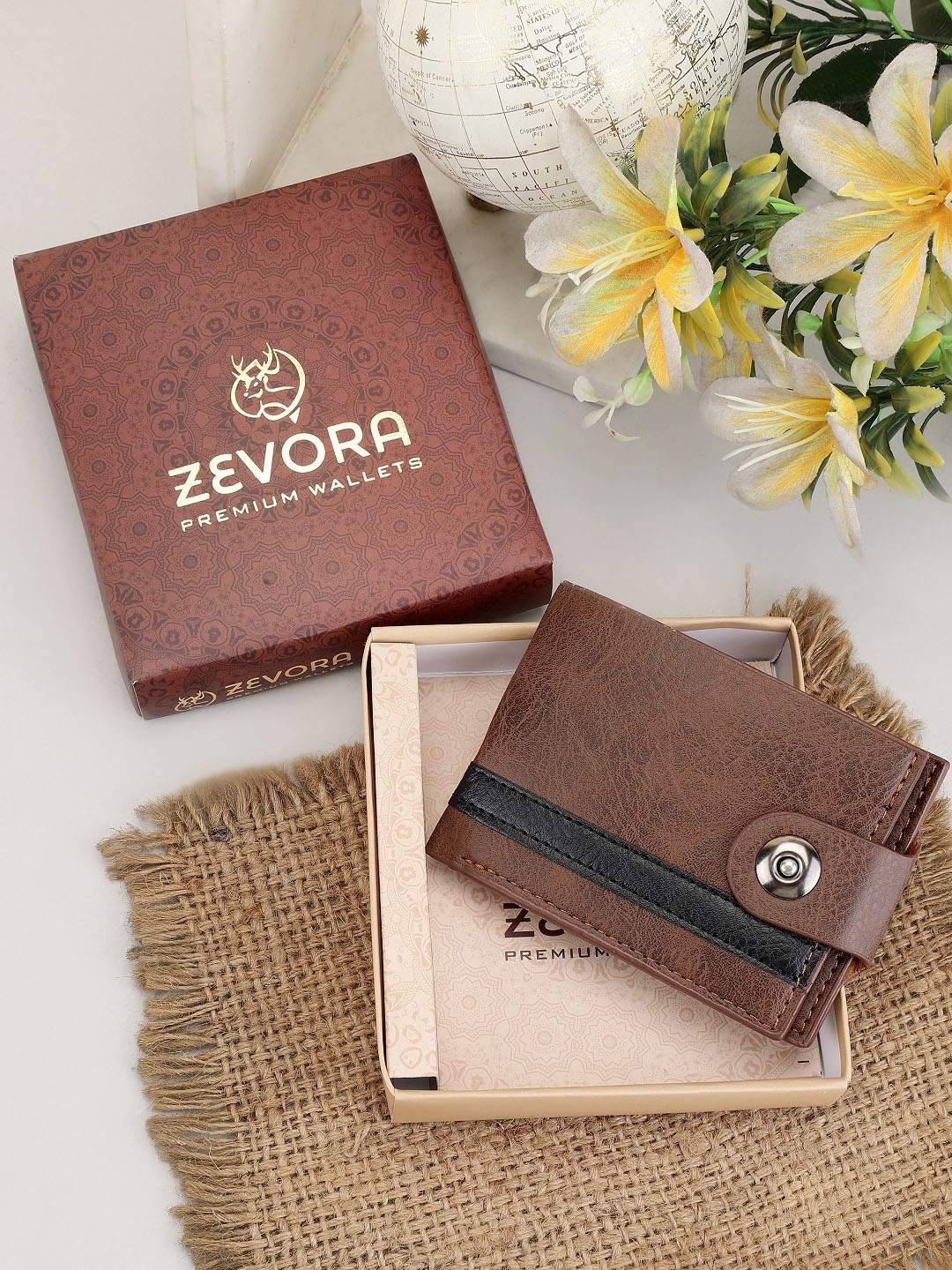 

ZEVORA Men Textured Two Fold Wallet, Brown