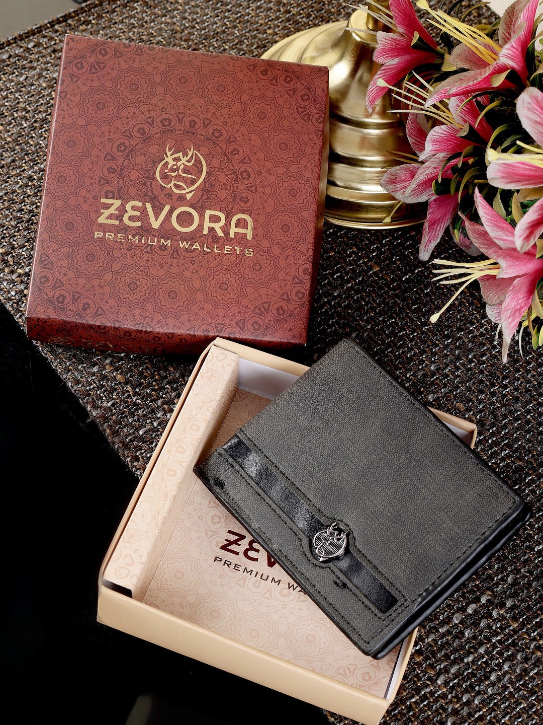 

ZEVORA Textured Two Fold Wallet, Grey