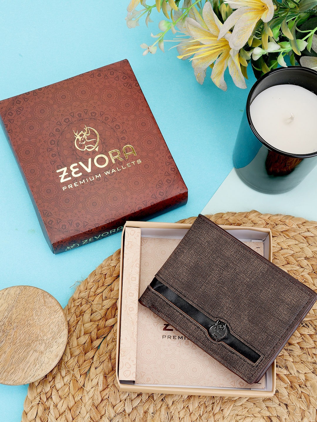 

ZEVORA Men Textured Two Fold Wallet, Brown