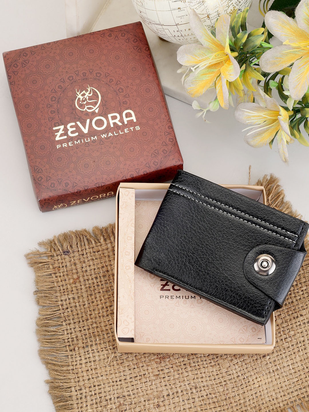 

ZEVORA Textured Two Fold Wallet, Black