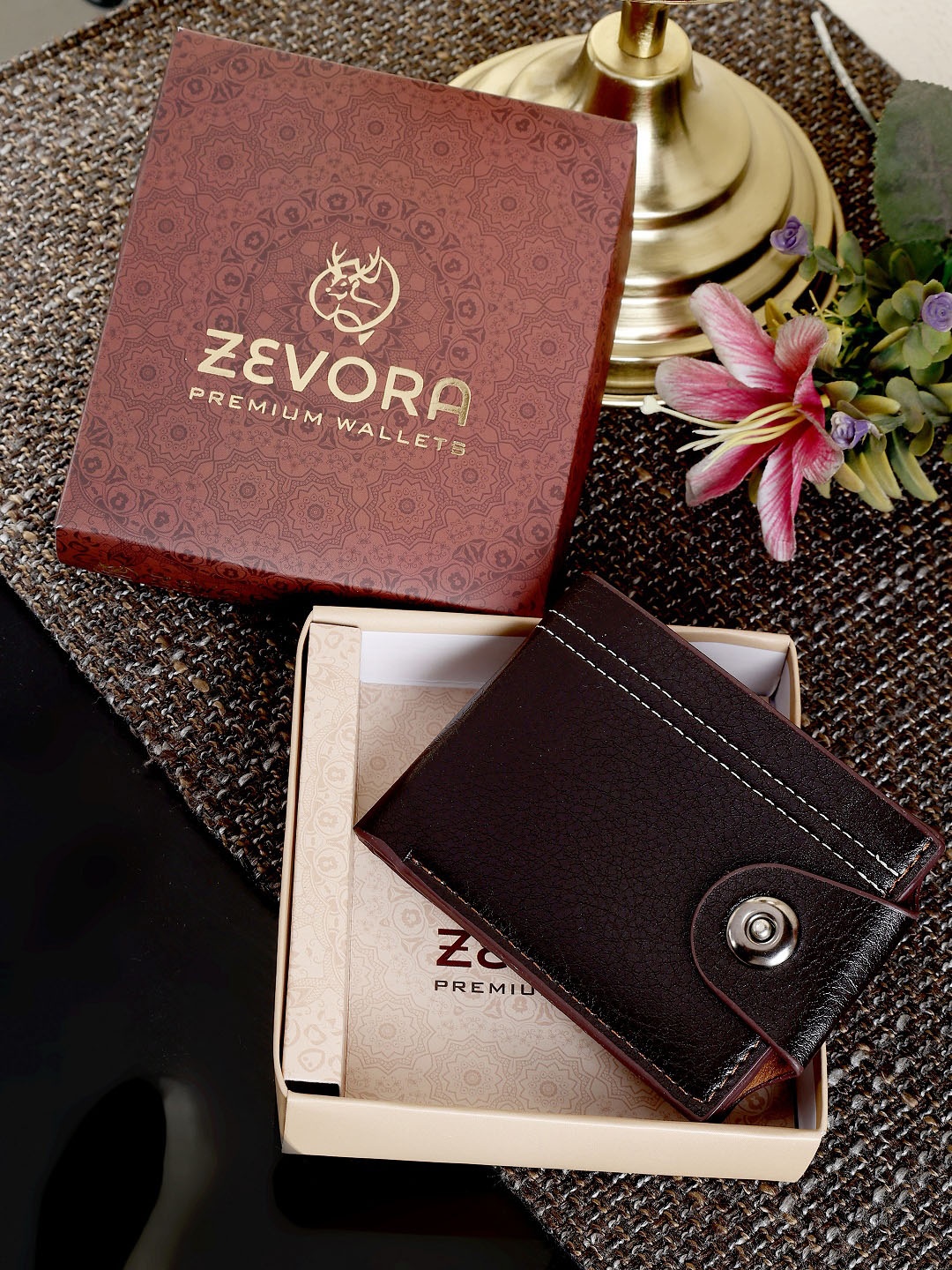 

ZEVORA Textured Two Fold Wallet, Brown