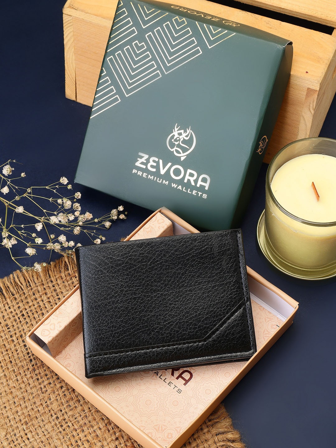 

ZEVORA Textured Two Fold Wallet, Black