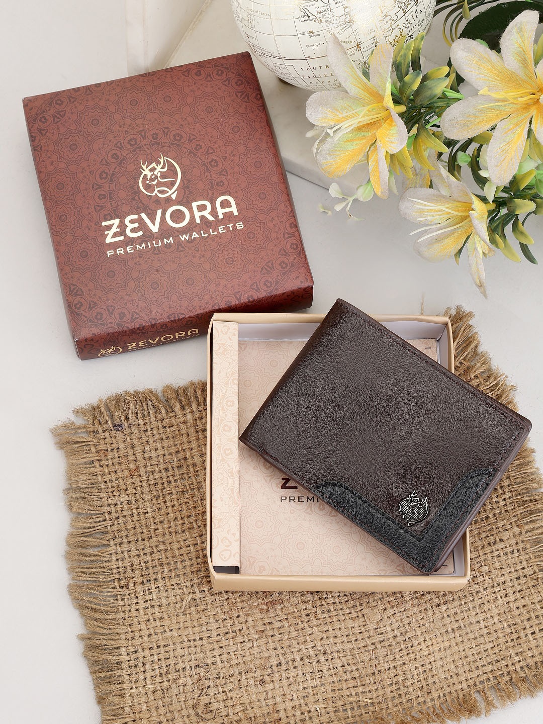 

ZEVORA Textured Two Fold Wallet, Brown