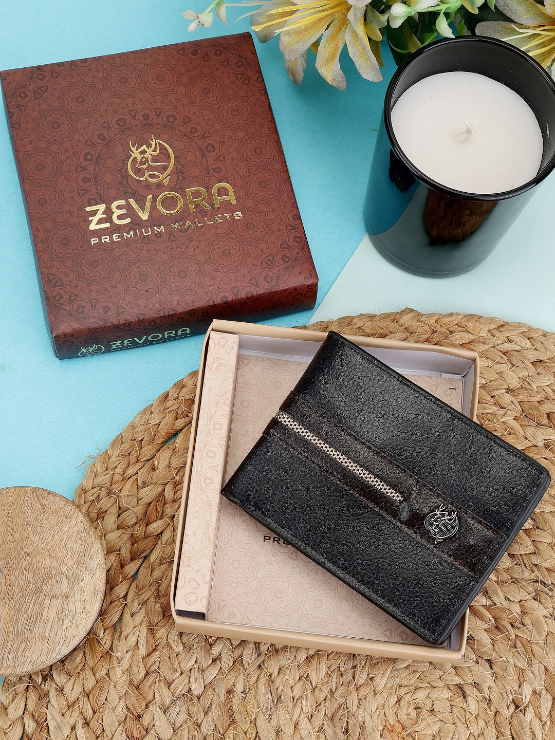 

ZEVORA Textured Two Fold Wallet, Black