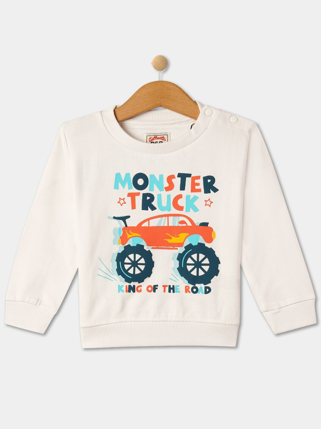 

R&B Infant Boys Typography Printed Cotton Pullover, Off white