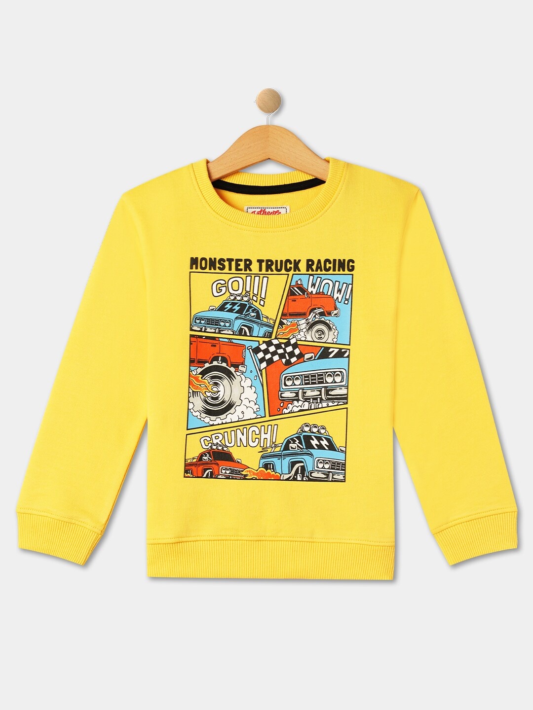 

R&B Boys Graphic Printed Cotton Pullover, Yellow