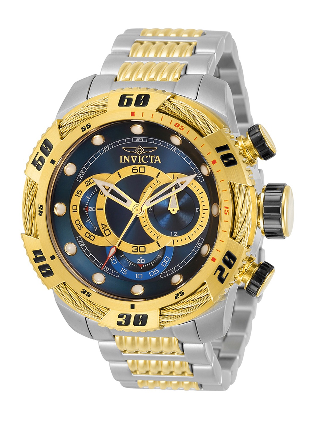 

Invicta Men Textured Dial & Steel Style Straps Analogue Motion Watch 34160, Navy blue