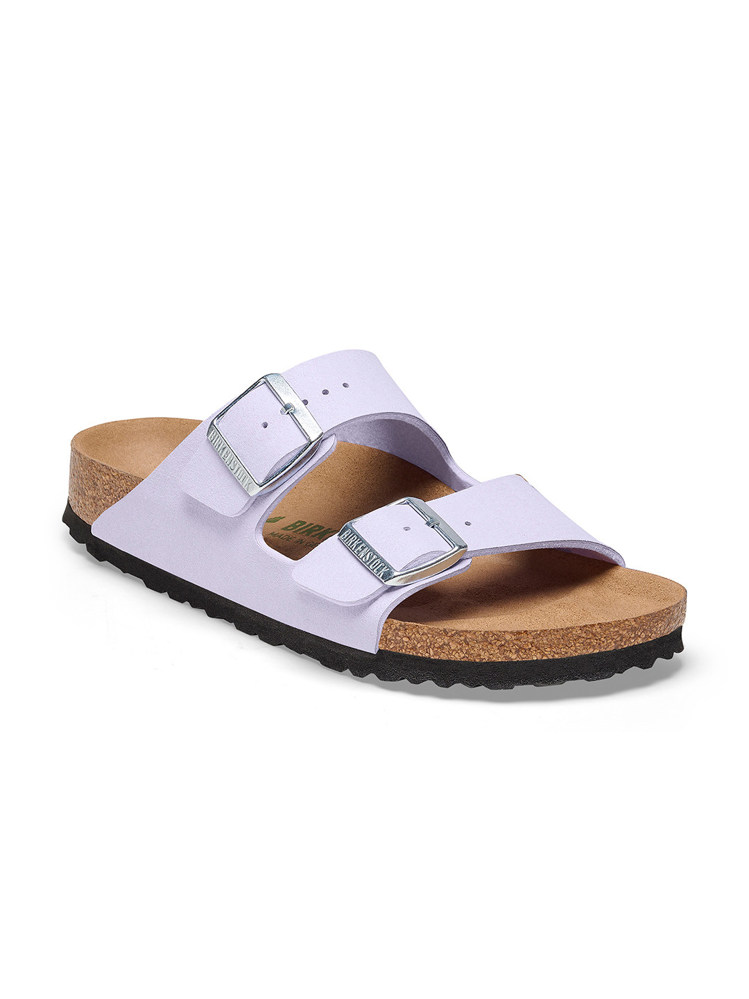 

Birkenstock Arizona Vegan Narrow Width Two Strap Open Toe Flats, Purple