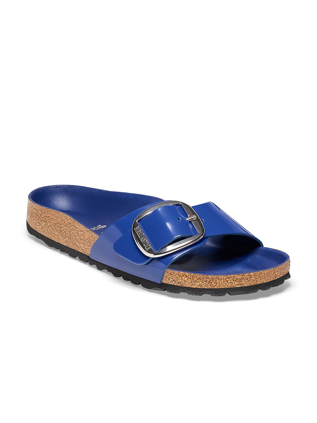 

Birkenstock Madrid Buckle High-Shine Cobalt Narrow Width One-Strap Sandals, Blue