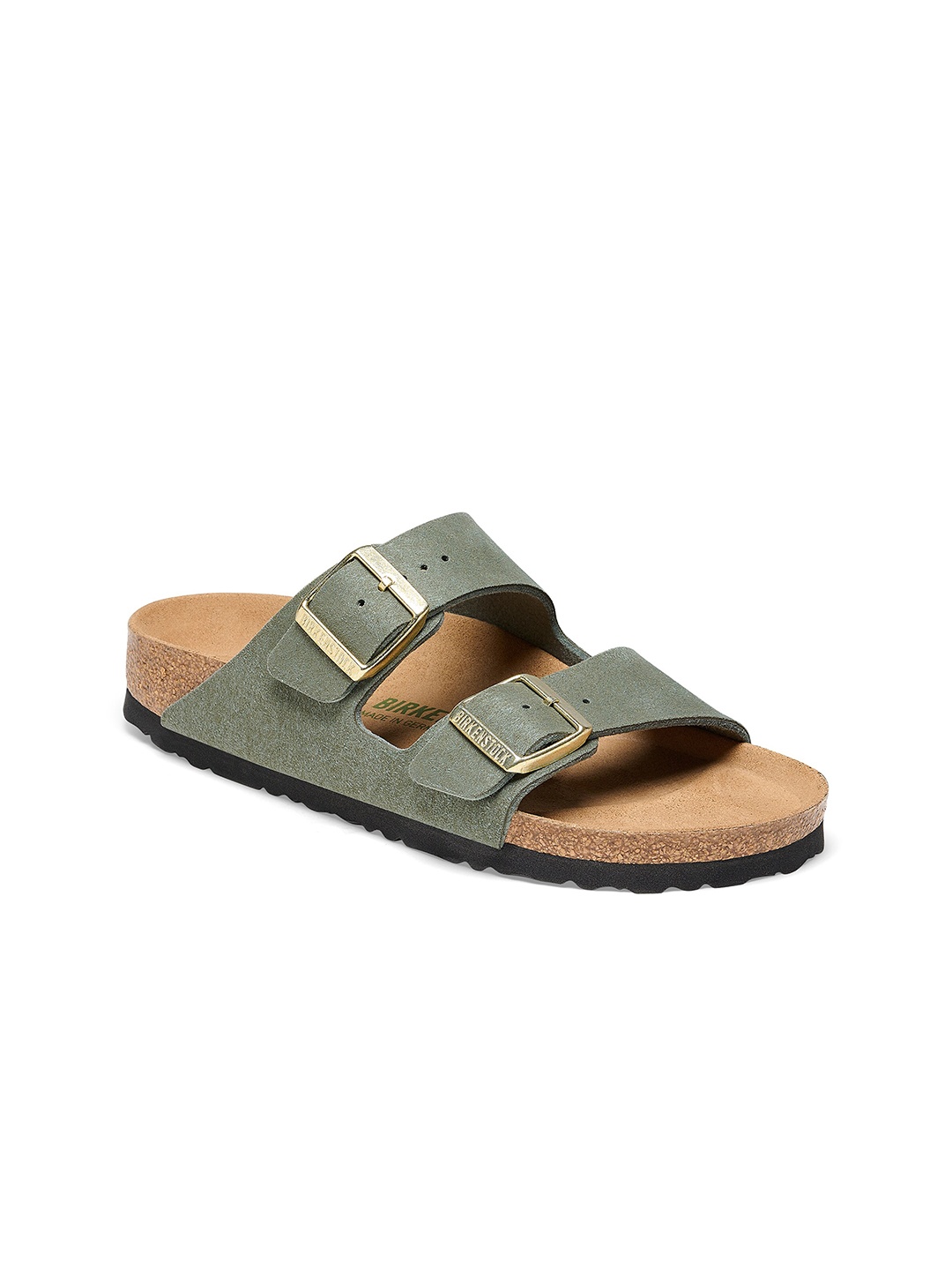 

Birkenstock Arizona Vegan Synthetics Narrow Width Two Strap Open Toe Flats, Green