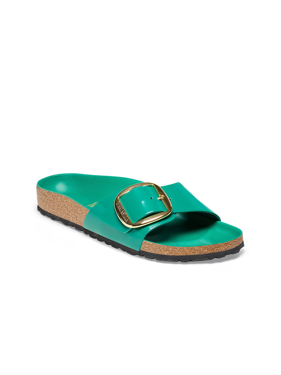 

Birkenstock Madrid Buckle High-Shine Digital Green Narrow Width One-Strap Sandals