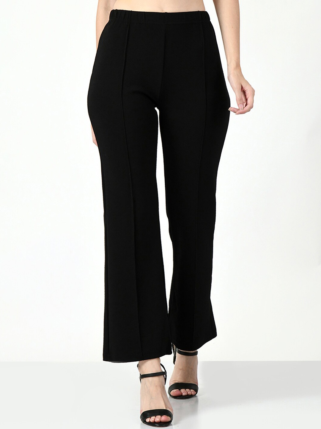 

DKGF FASHION Women High Rise Relaxed Flared Bootcut Trousers, Black