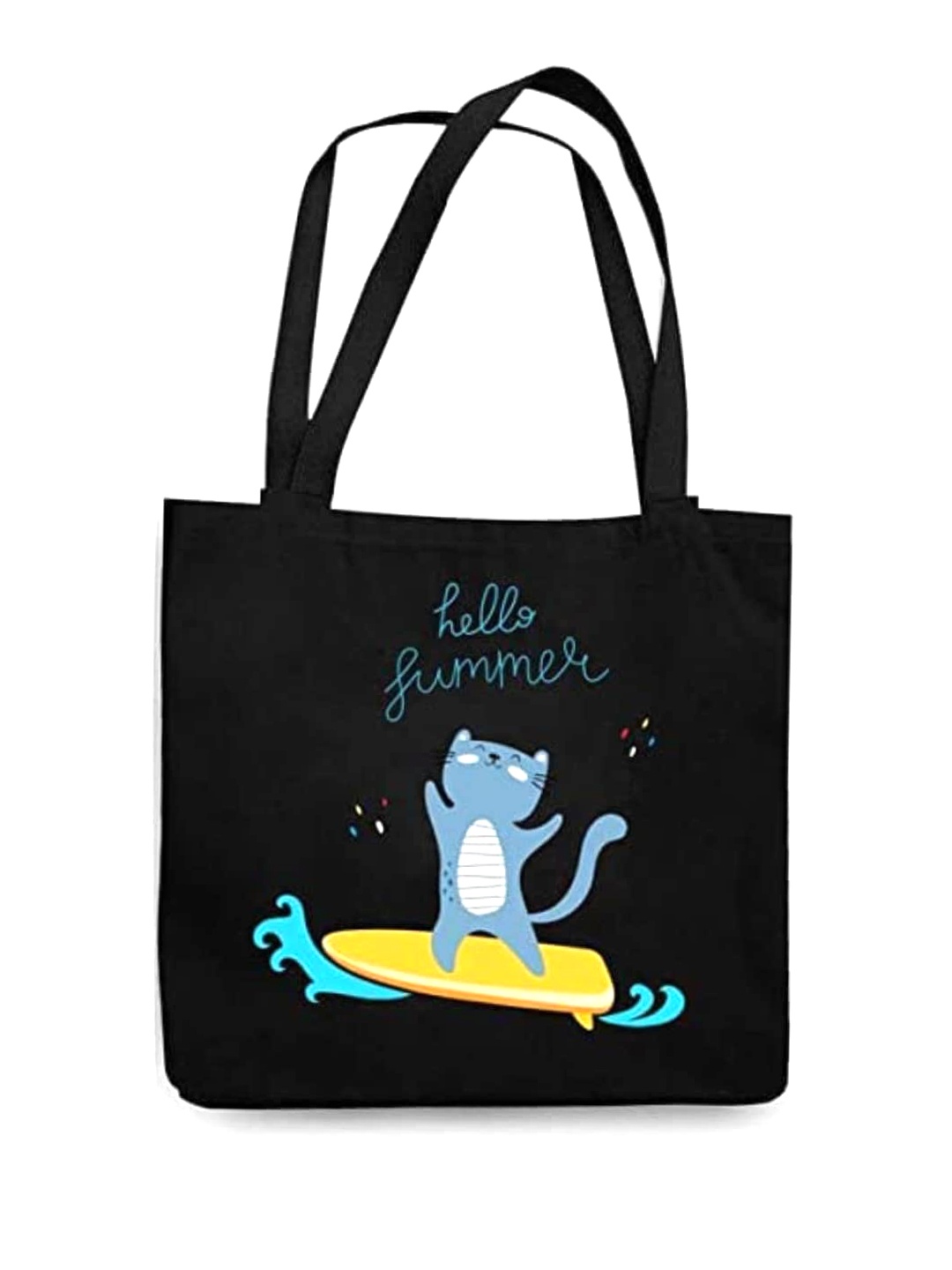 

THEYAYACAFE Graphic Printed Structured Tote Bag, Black
