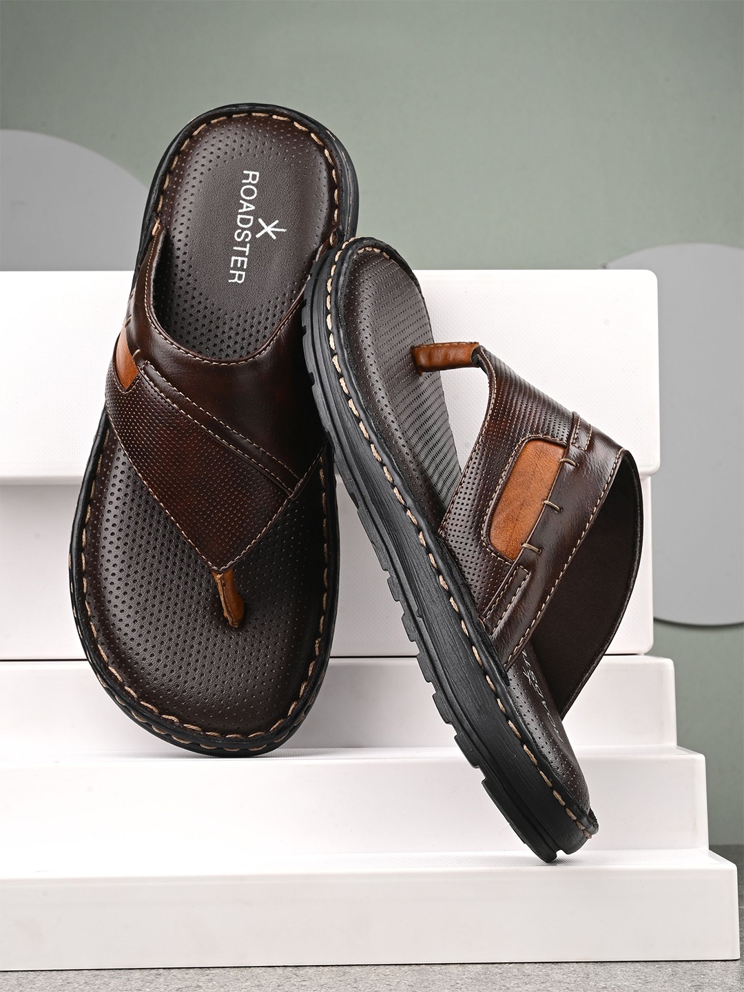 

The Roadster Lifestyle Co. Brown Textured Comfort Sandals