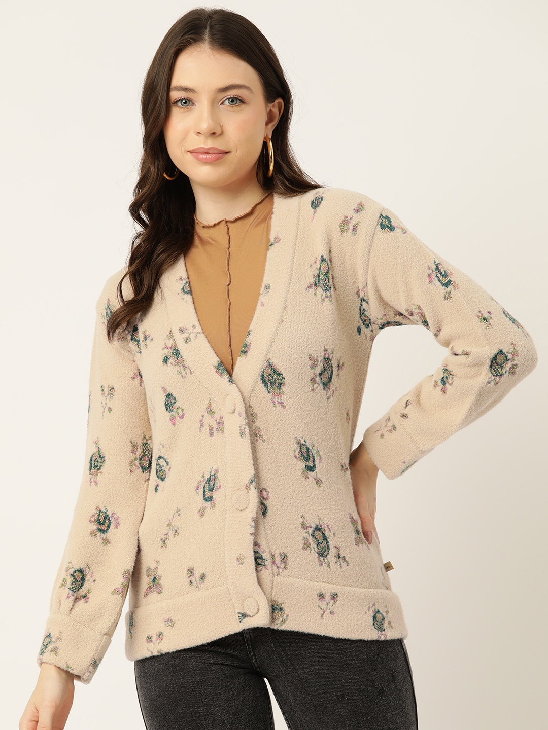 

Monte Carlo Self Design Cardigan, Beige