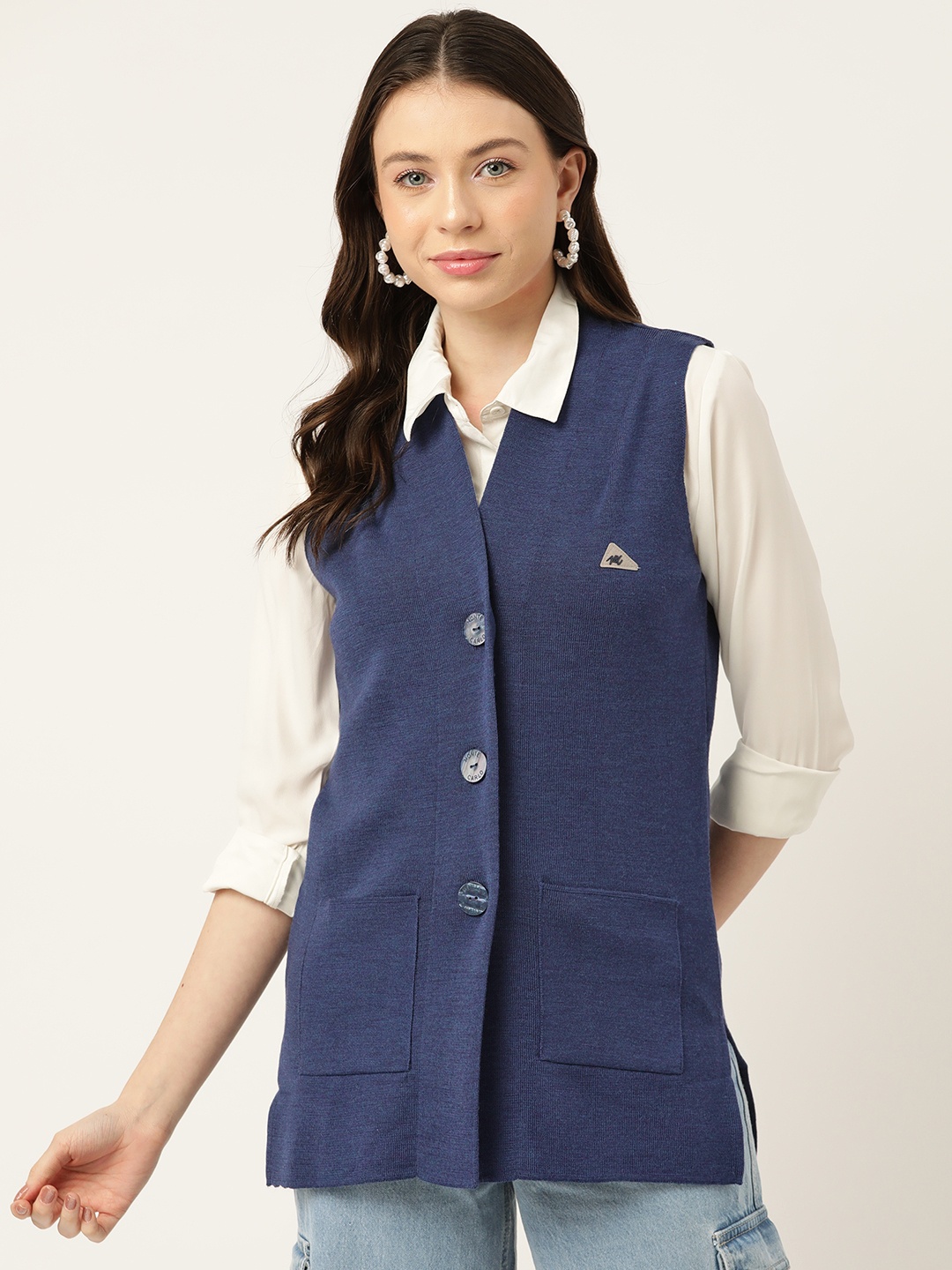 

Monte Carlo Women Woollen Longline Cardigan, Navy blue
