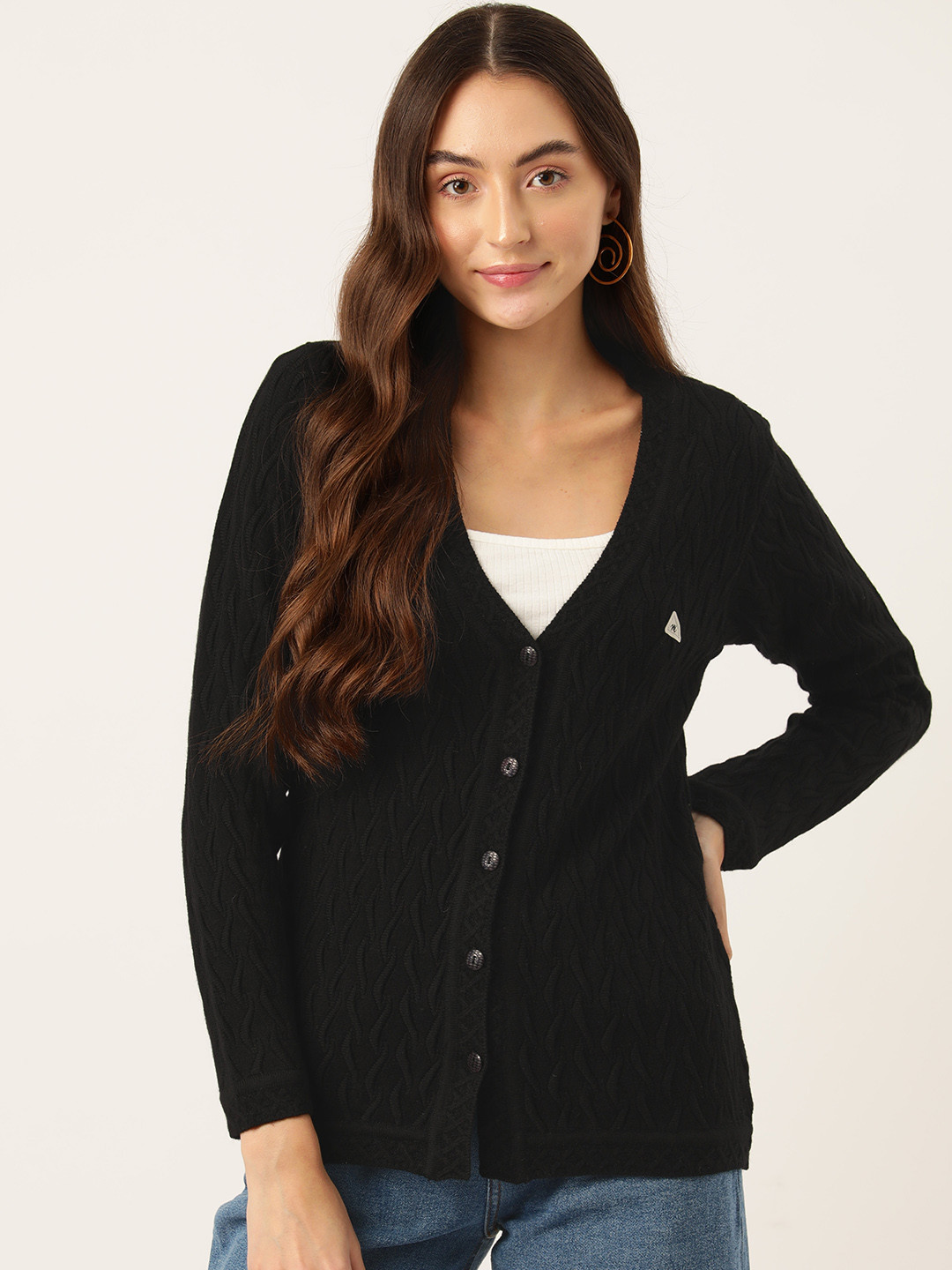 

Monte Carlo Self Design Cardigan, Black