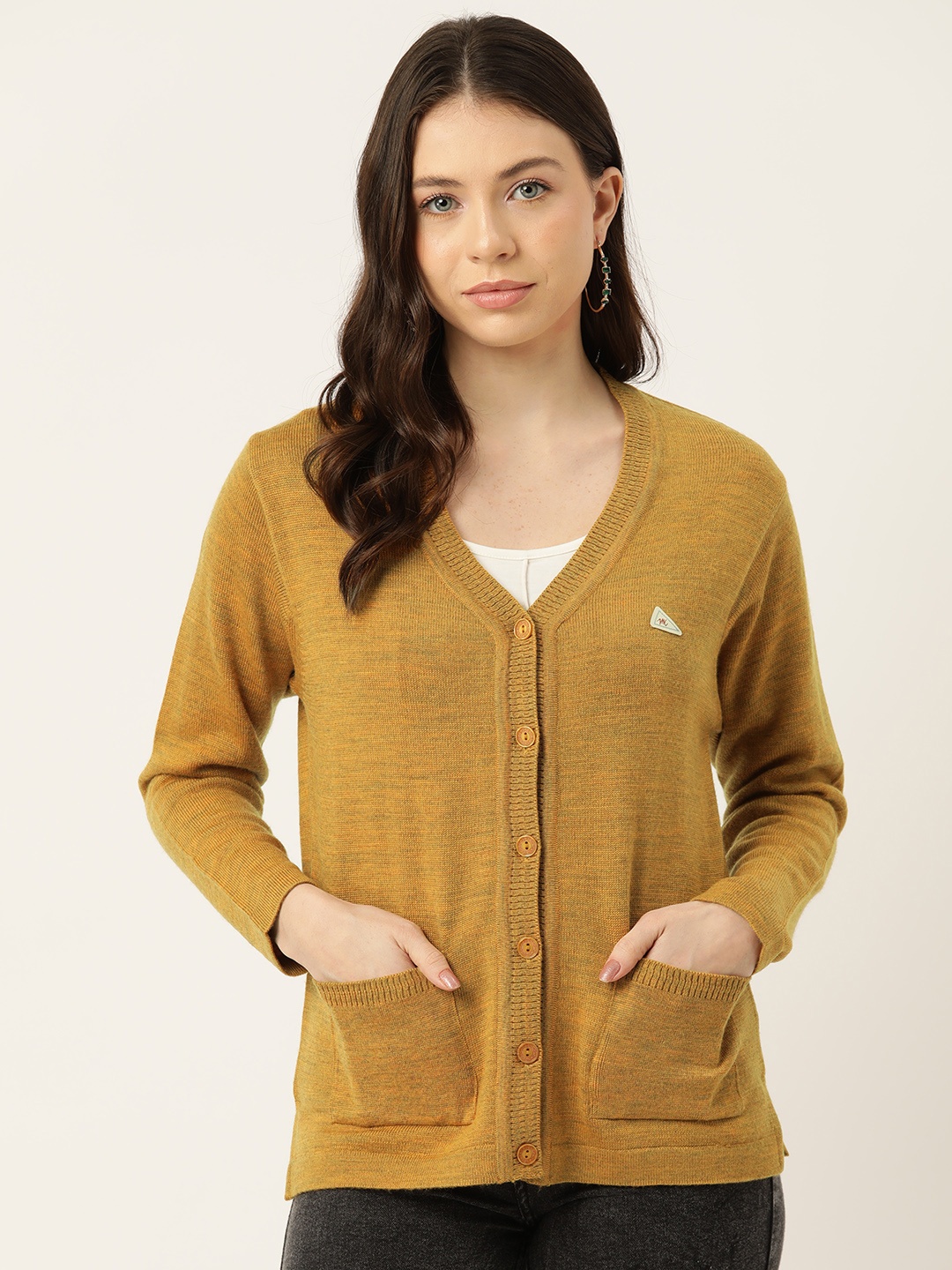 

Monte Carlo Pure Wool V-Neck Cardigan, Mustard