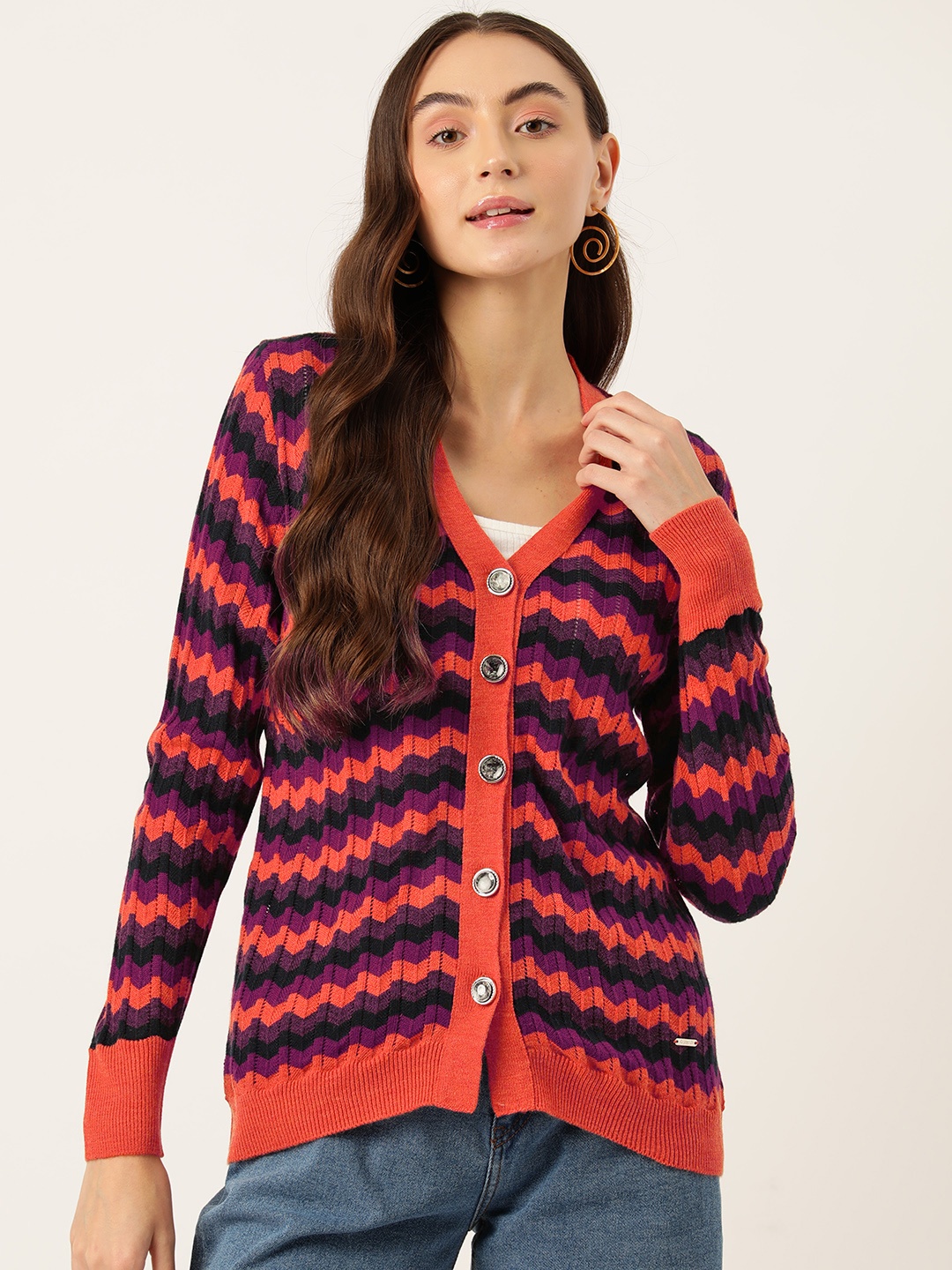 

Monte Carlo Chevron Woollen Cardigan, Orange