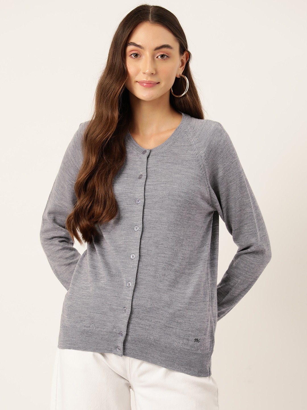 

Monte Carlo Melange Effect Woollen Cardigan, Grey melange