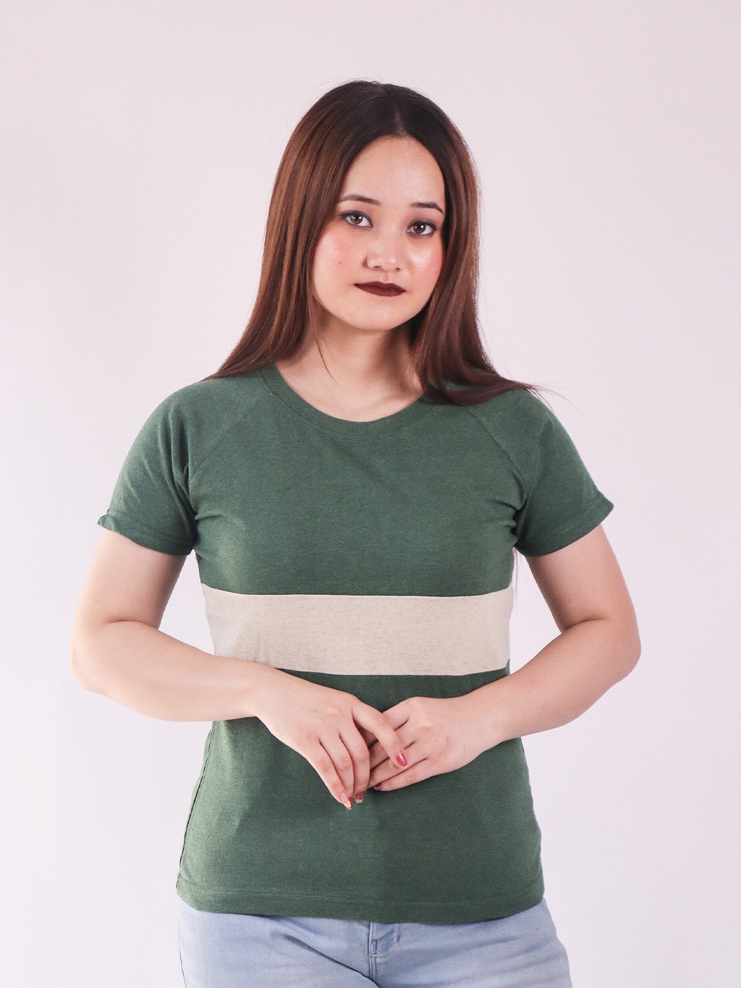 

Fasha Colourblocked Cotton T-shirt, Olive