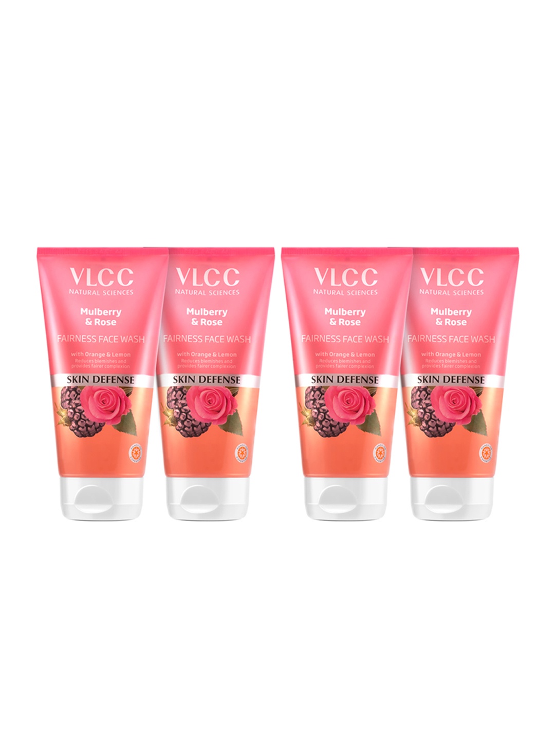 

VLCC Set of 4 Skin Defense Mulberry & Rose Fairness Face Wash - 150ml Each, Pink