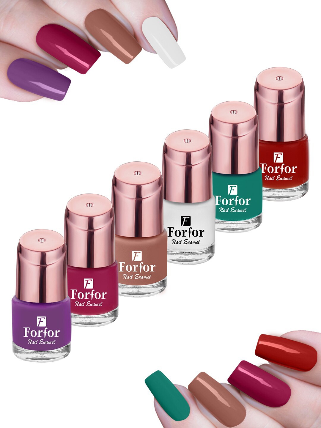 

FORFOR Perfect Stay Set Of 6 Rose Nail Polish - 6ml Each-1101-109-103-115-118, Multi