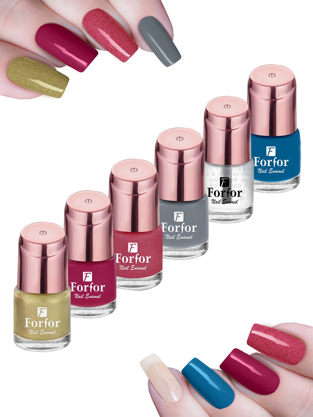 

FORFOR Rose Gold Set Of 6 Perfect Stay Nail Polish - 6ml Each - 104-106-108-110-114-112, Multi