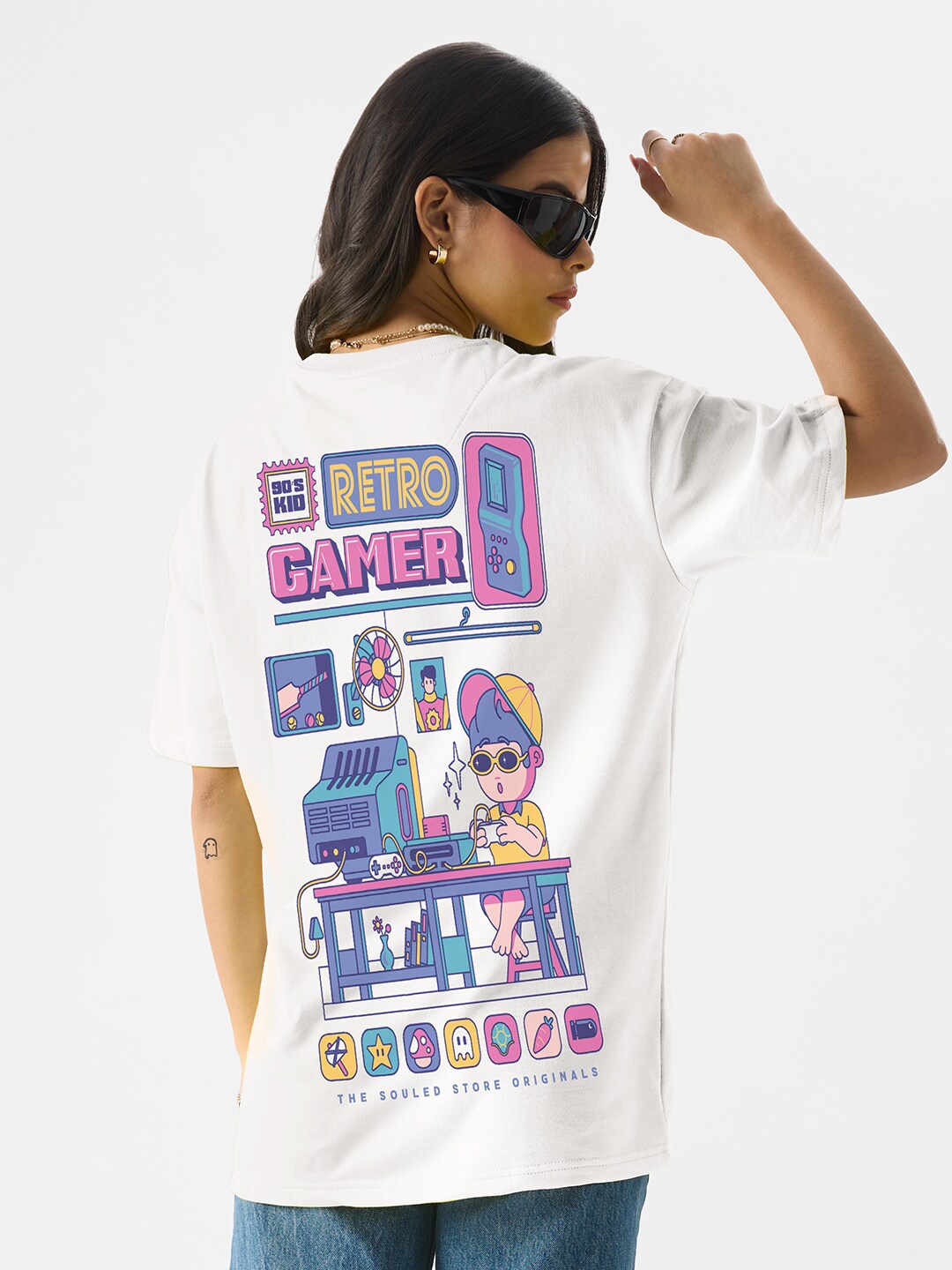 

The Souled Store Typography Printed Oversized Cotton T-shirt, White