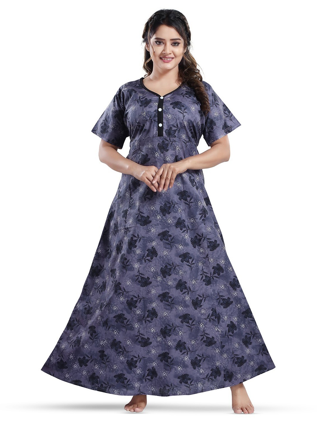 

CINCO Floral Printed Maxi Nightdress, Grey