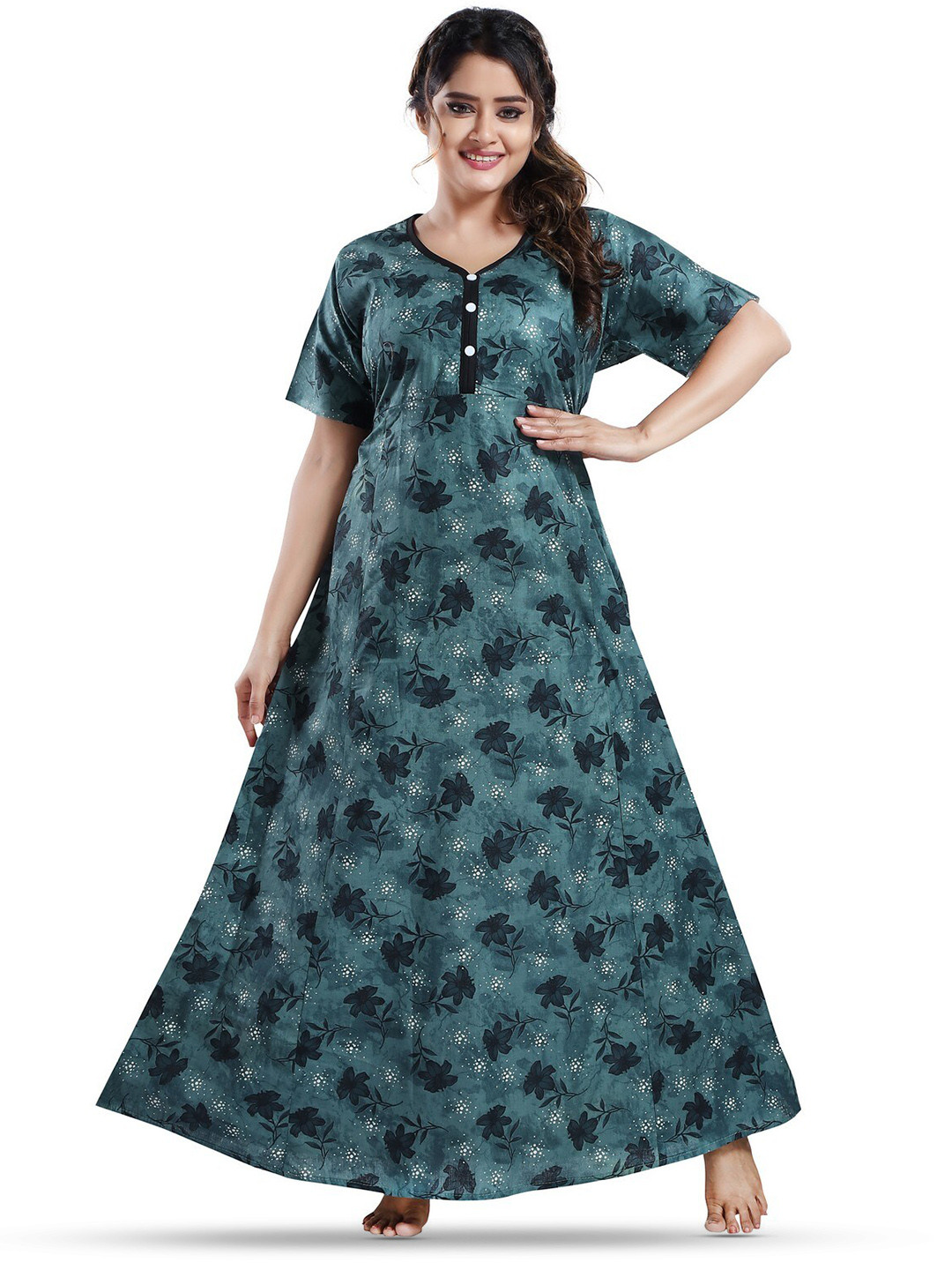 

CINCO Floral Printed Maxi Nightdress, Blue