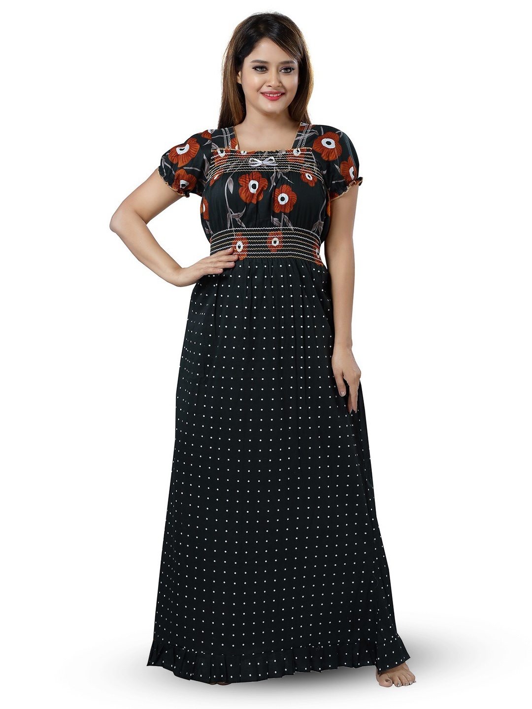 

CINCO Polka Dot Printed Maxi Nightdress, Black