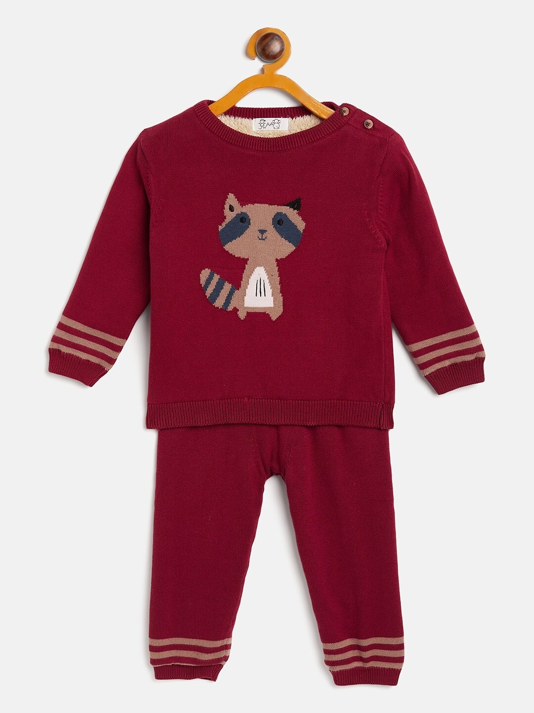 

JWAAQ Infants Printed Pure Cotton Top with Pyjamas, Maroon
