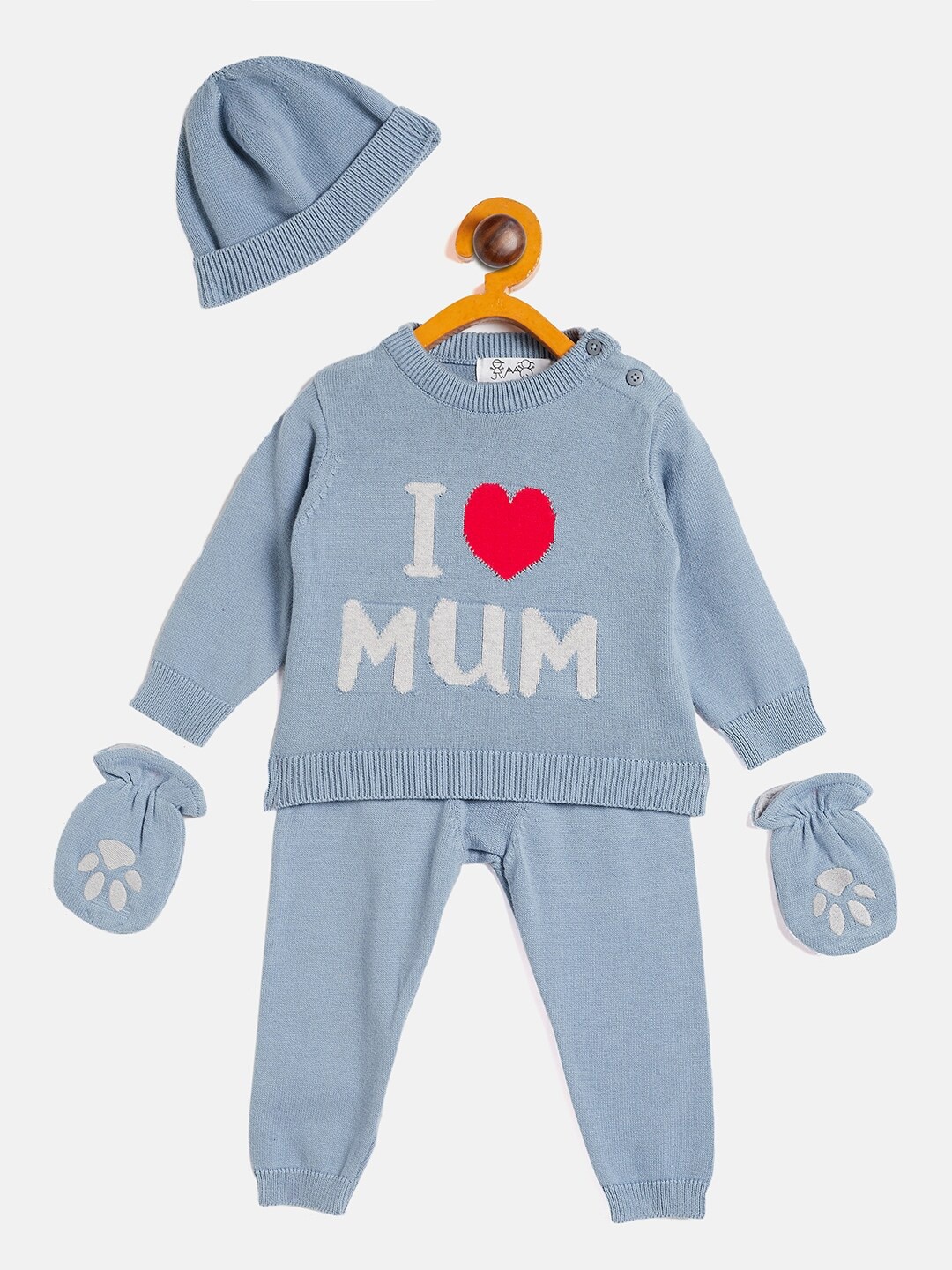 

JWAAQ Infants Kids Pack Of 4 Printed Baby Apparel Gift Set, Blue