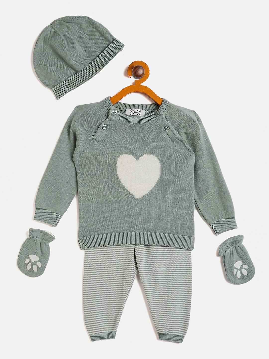 

JWAAQ Infants Kids Pack Of 4 Printed Baby Apparel Gift Set, Green