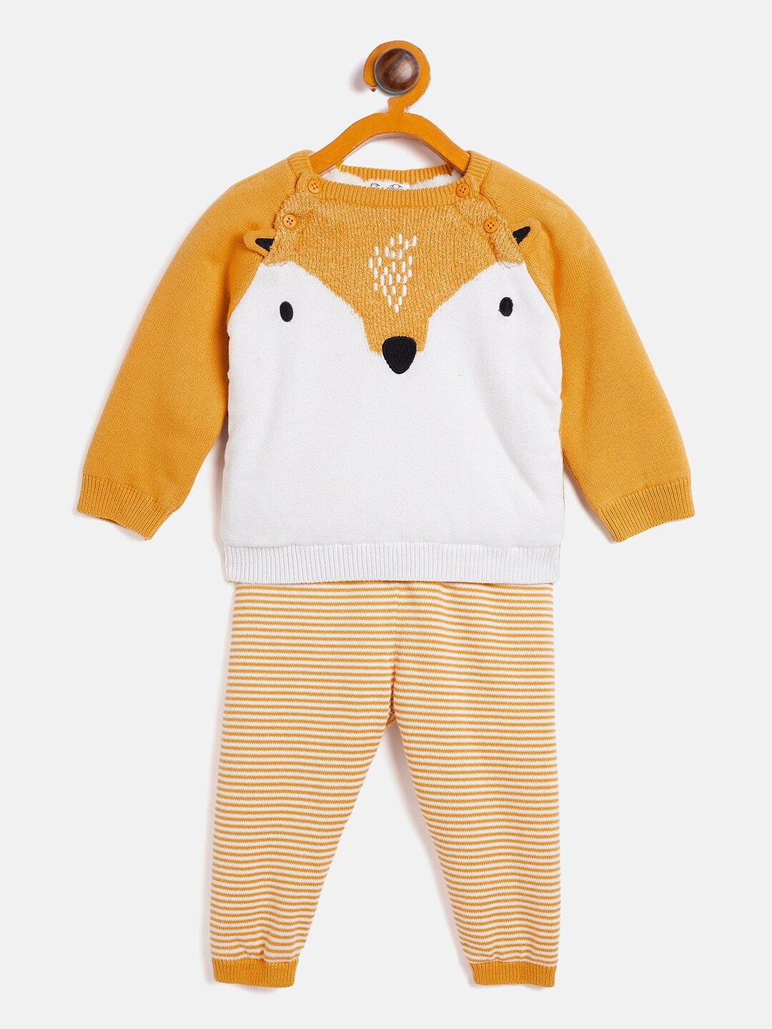 

JWAAQ Kids Printed Pure Cotton Sweatshirt With Pyjamas, Yellow