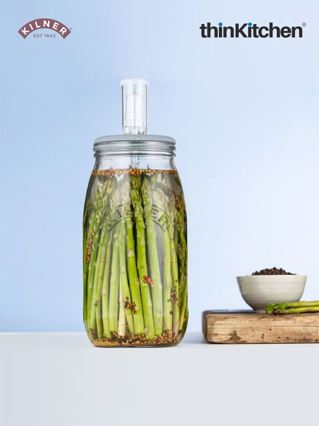

KILNER Transparent Glass Dishwsher Safe Fermentation Food Container-3 L