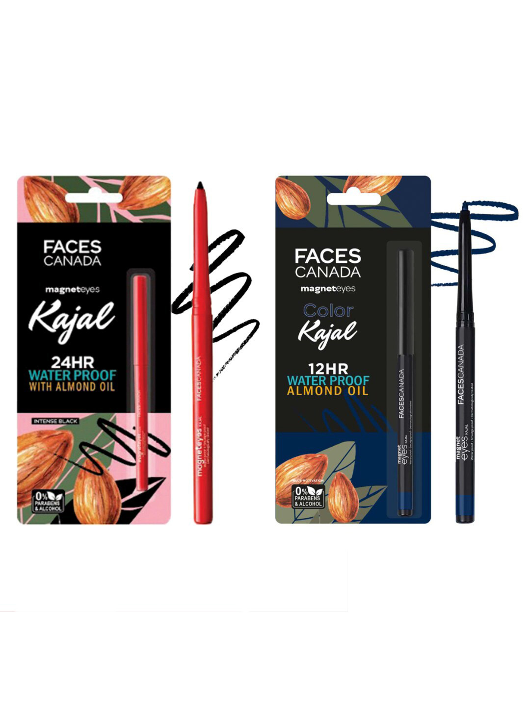 

FACES CANADA Water Proof & Smudgeproof Magnet Eyes Kajal Combo - Black & Blue