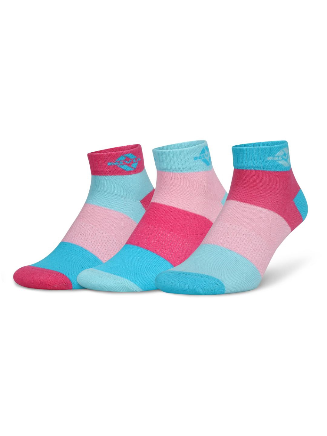 

NIVIA Unisex Pack Of 3 Colourblocked Cotton Ankle Socks, Blue