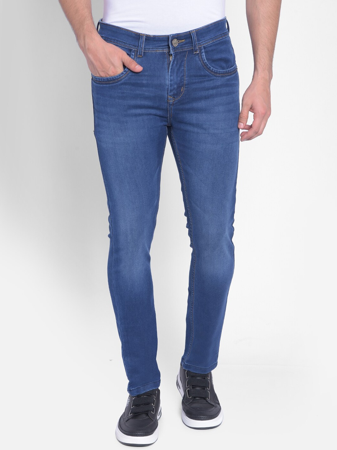 

Crimsoune Club Men Skinny Fit Light Fade Stretchable Jeans, Blue