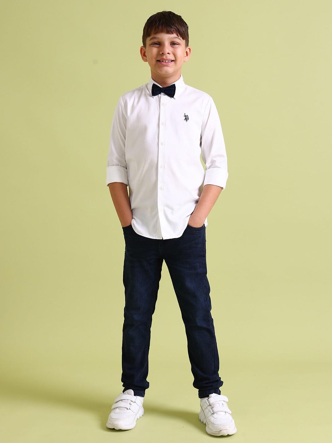 

U.S. Polo Assn. Kids Boys Classic Spread Collar Pure Cotton Party Shirt, White
