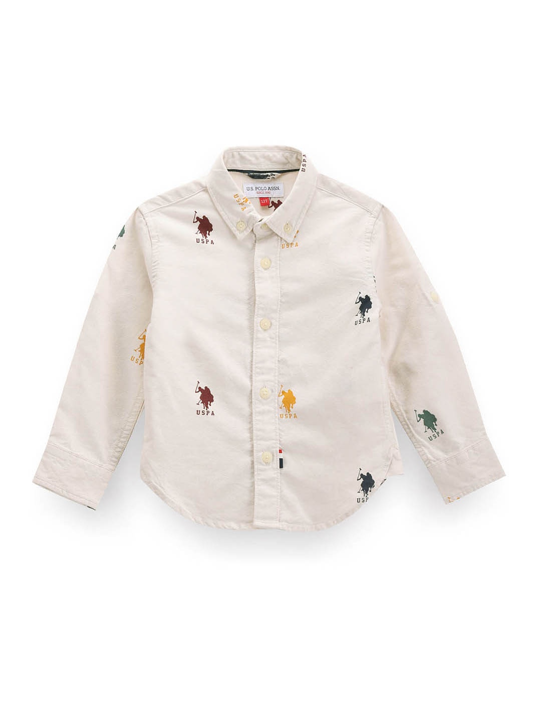 

U.S. Polo Assn. Kids Boys Classic Conversational Printed Button-Down Collar Cotton Shirt, Beige