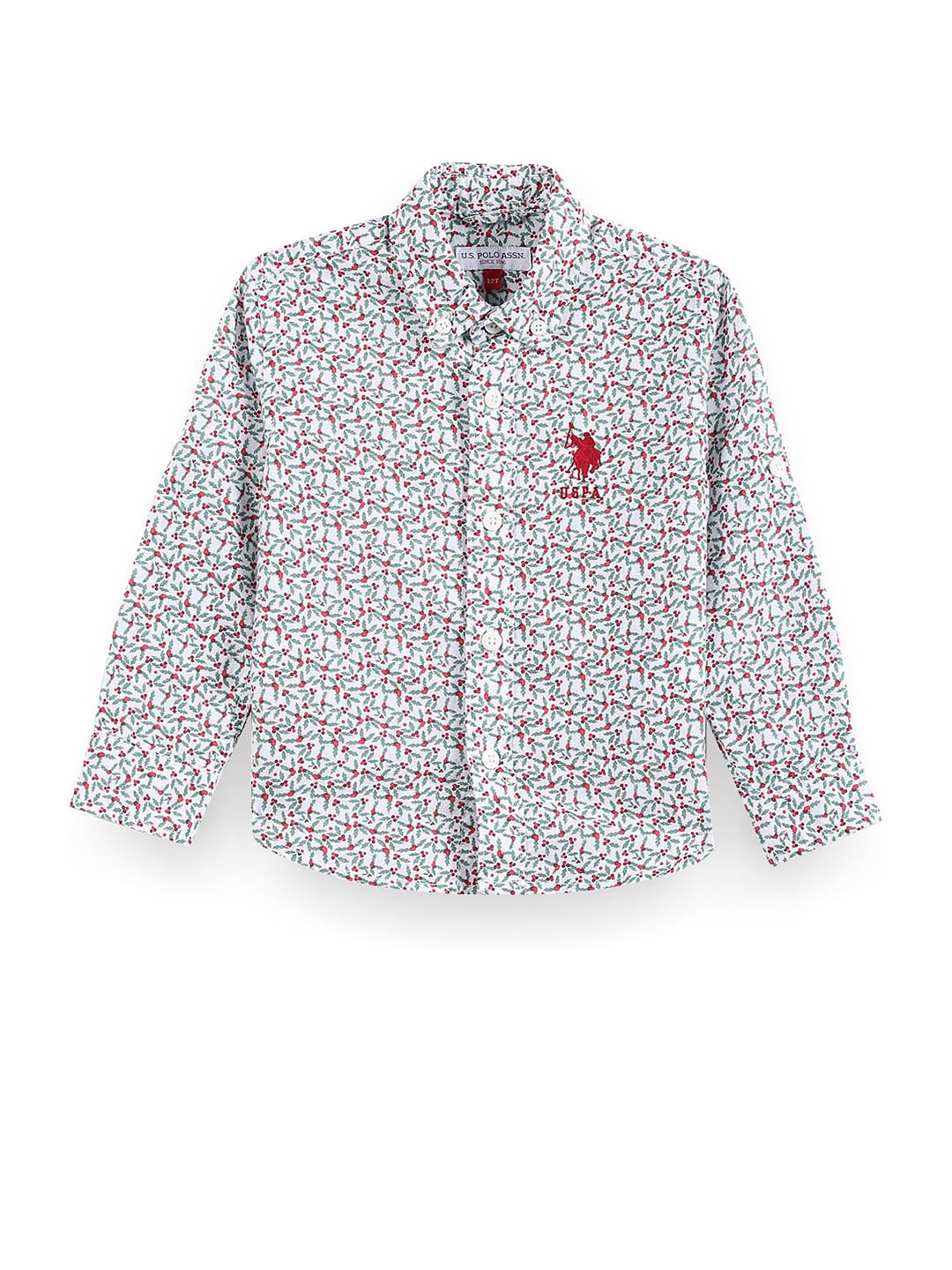 

U.S. Polo Assn. Kids Boys Classic Floral Printed Casual Shirt, White