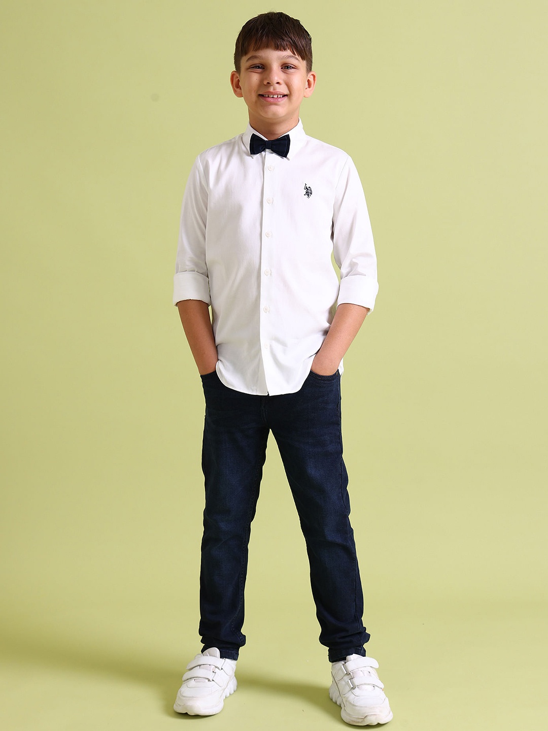 

U.S. Polo Assn. Kids Boys Classic Spread Collar Pure Cotton Shirt, White