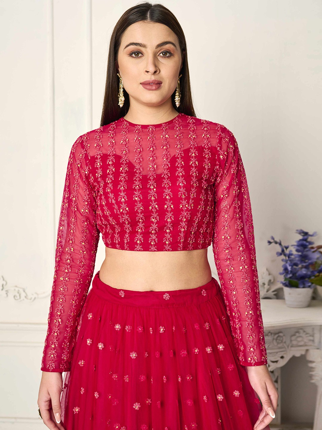

Ethnovog Embroidered Ready To Wear Saree Blouse, Red
