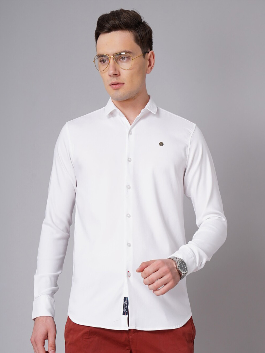 

PAUL STREET Standard Slim Fit Long Sleeves Casual Shirt, White