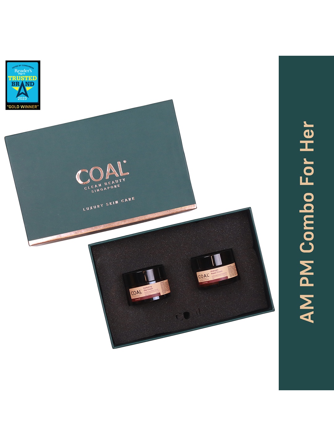 

COAL CLEAN BEAUTY AM PM Combo - Hydrating Day Cream & Midnight Repair Cream - 30g Each, Na