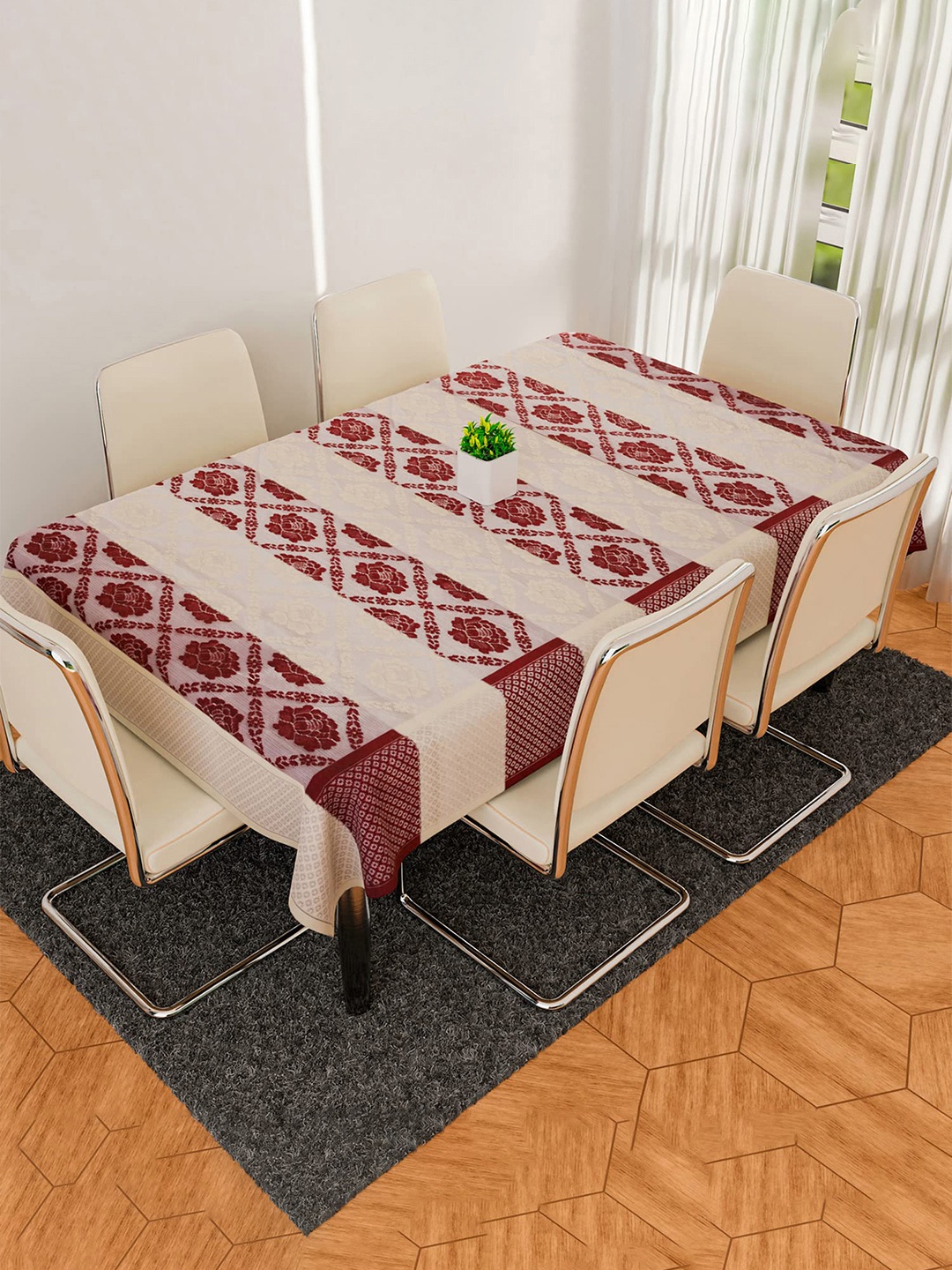 

Kuber Industries Grey Printed Cotton Table Cover