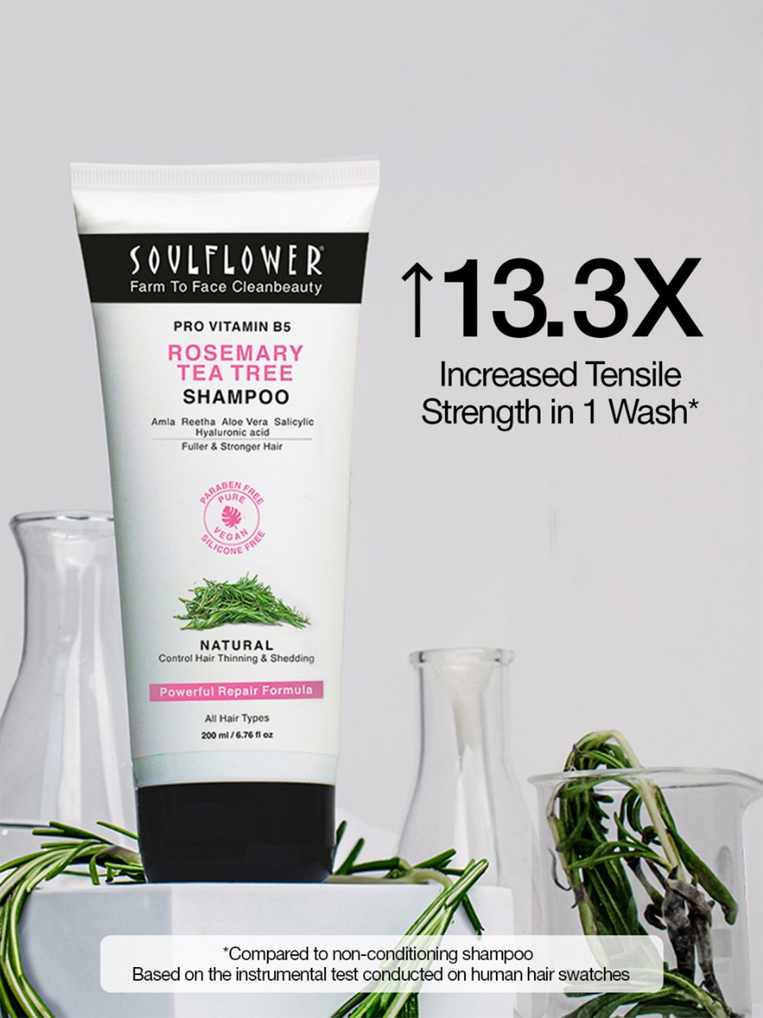 

Soulflower Rosemary Tea Tree Hair Growth & Oily Scalp Shampoo 200 ml, Lime green