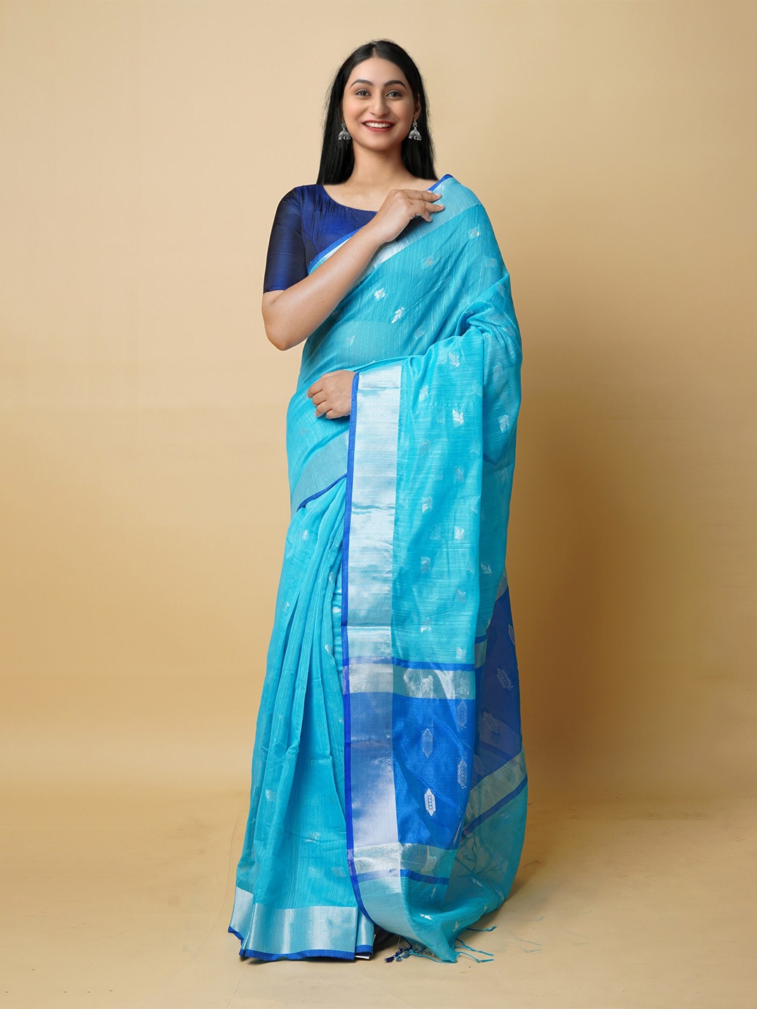 

Unnati Silks Woven Design Zari Jamdani Saree, Blue